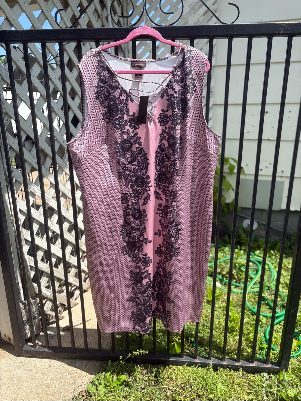 BOLD elements Pink Midi Dress with Black Lace Detail